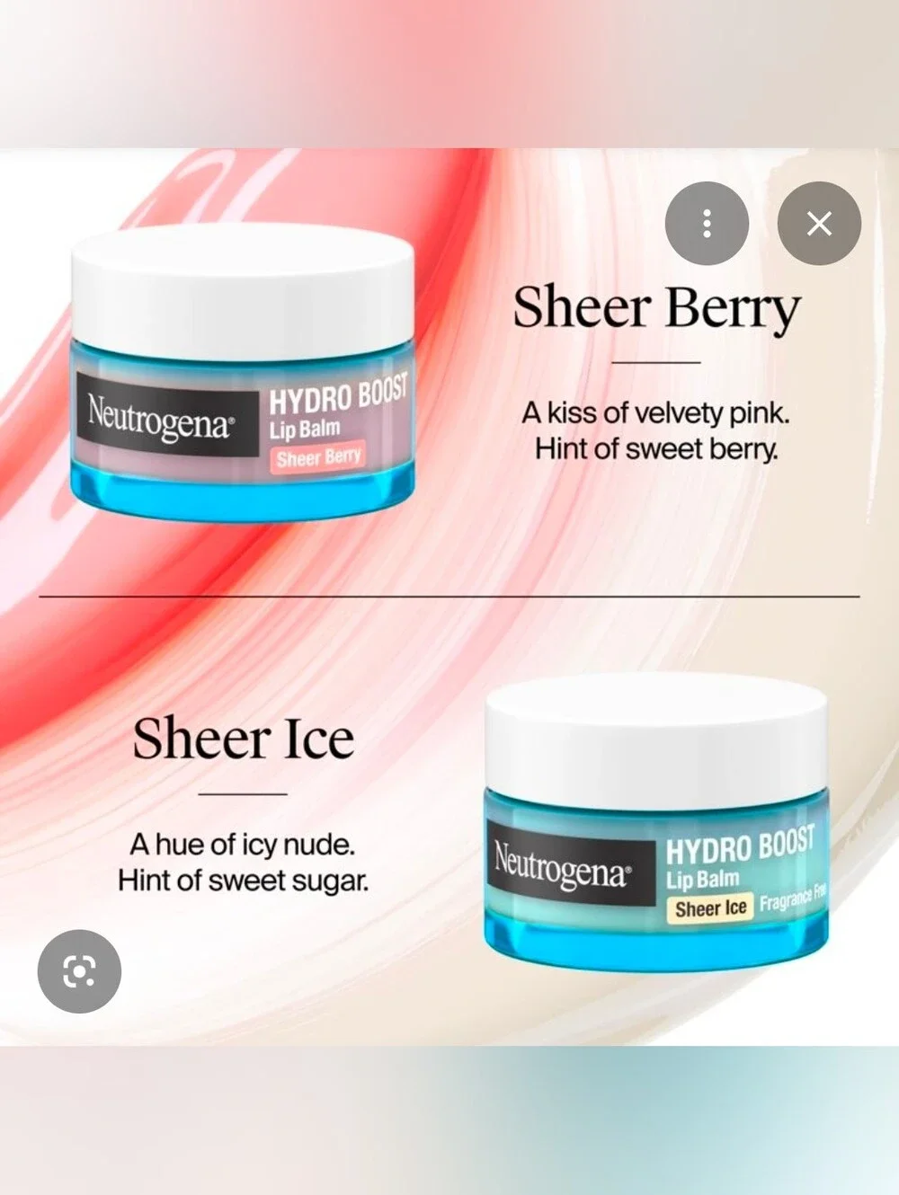 Neutrogena Hydro Boost Sheer Berry Lip Balm - Hydrating Hyaluronic Acid 0.5oz